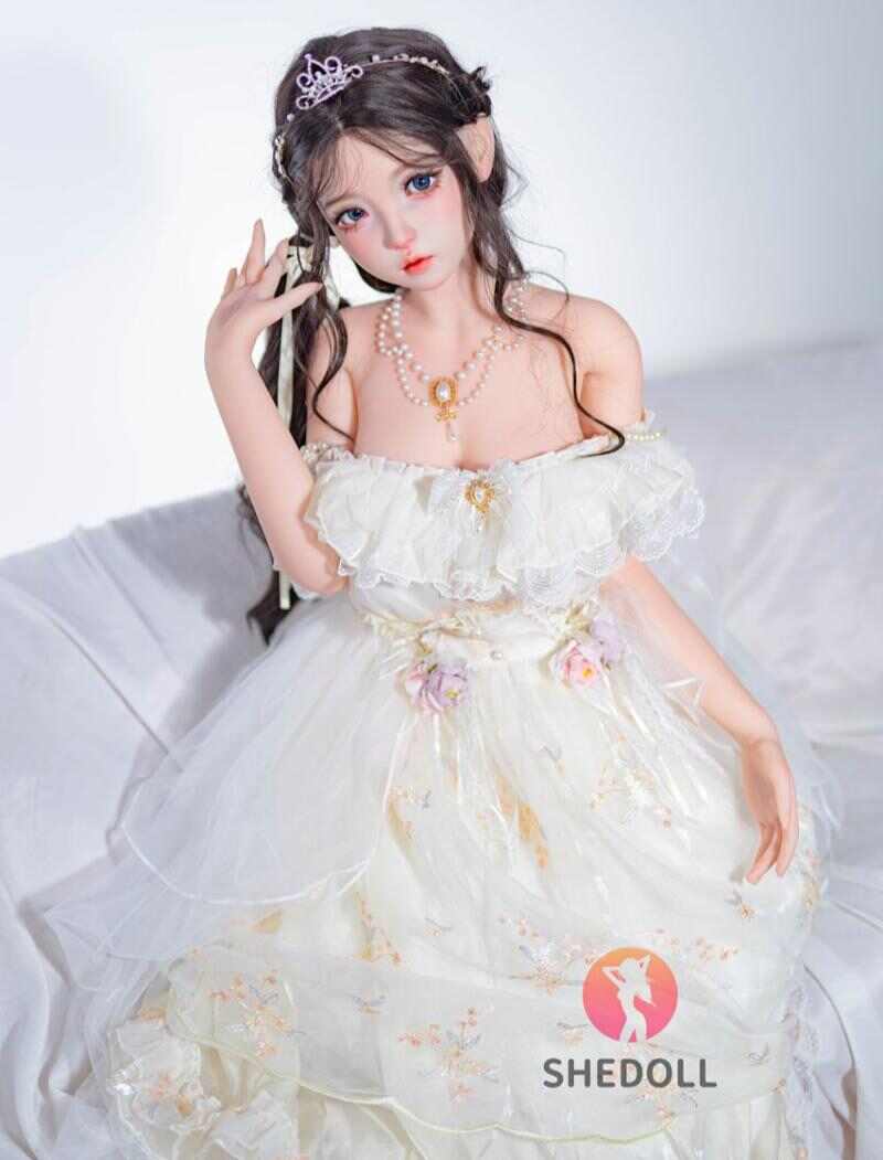 洛小乙(ルオシャオイ) 152cm Aカップ フルシリコン｜可動顎・華奢ボディ・純白花嫁風｜萌え萌え乙女系ラブドール